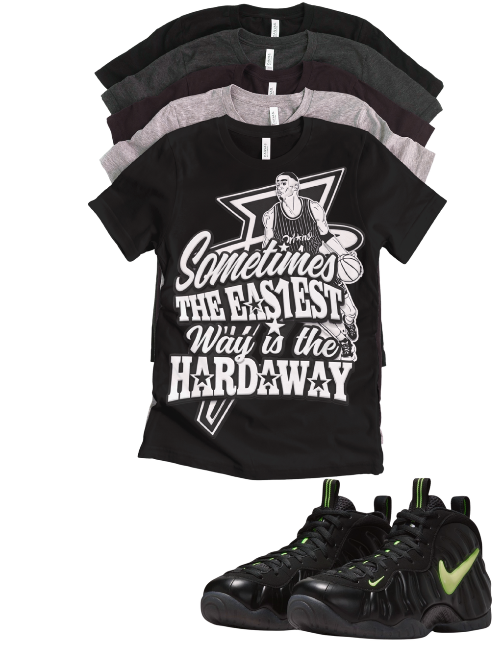 Penny Easiest Way Is The Hardaway Unisex T-Shirt – Foamposite Black and Yellow Volt Matching Sneaker Tee