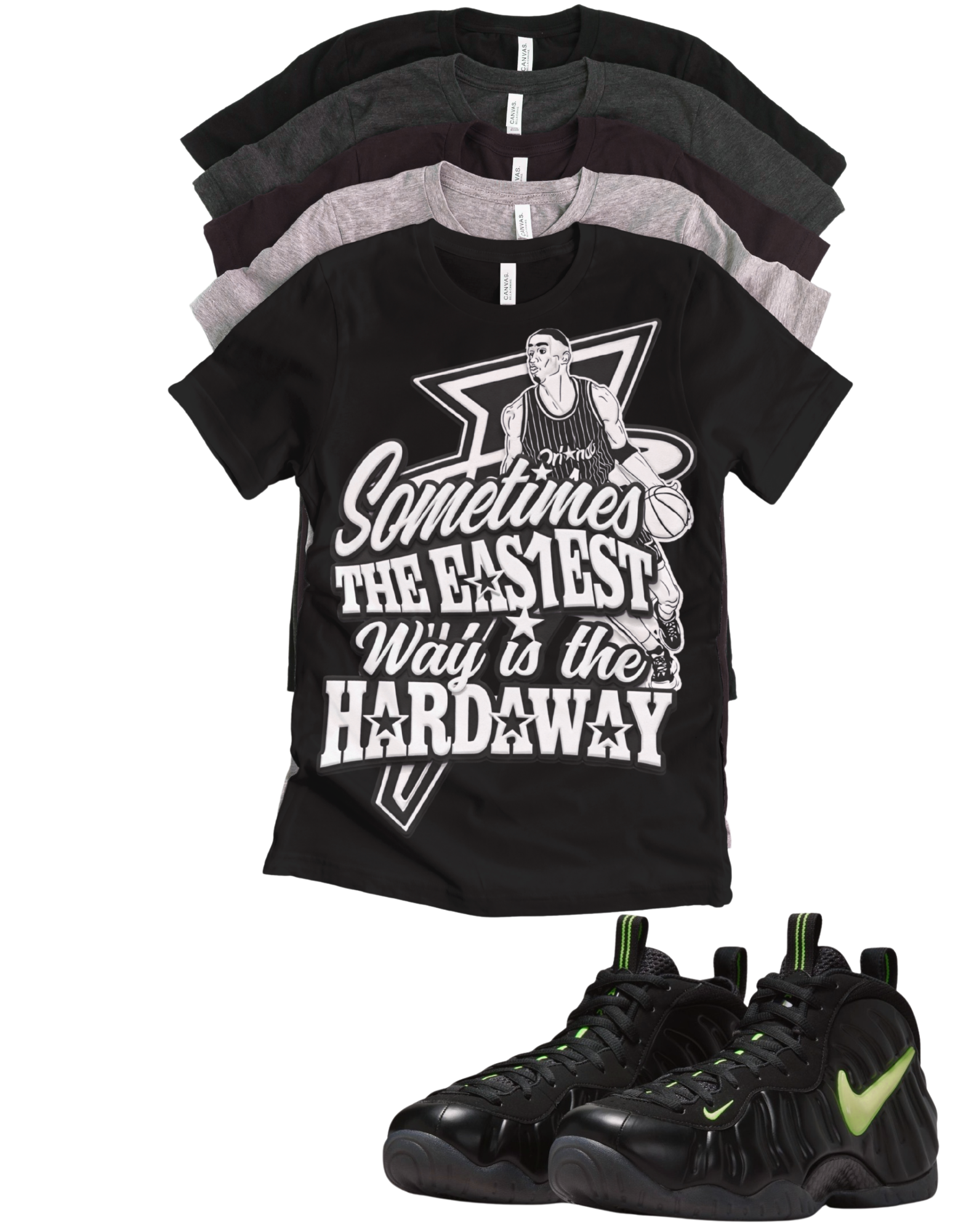 Penny Easiest Way Is The Hardaway Unisex T-Shirt – Foamposite Black and Yellow Volt Matching Sneaker Tee