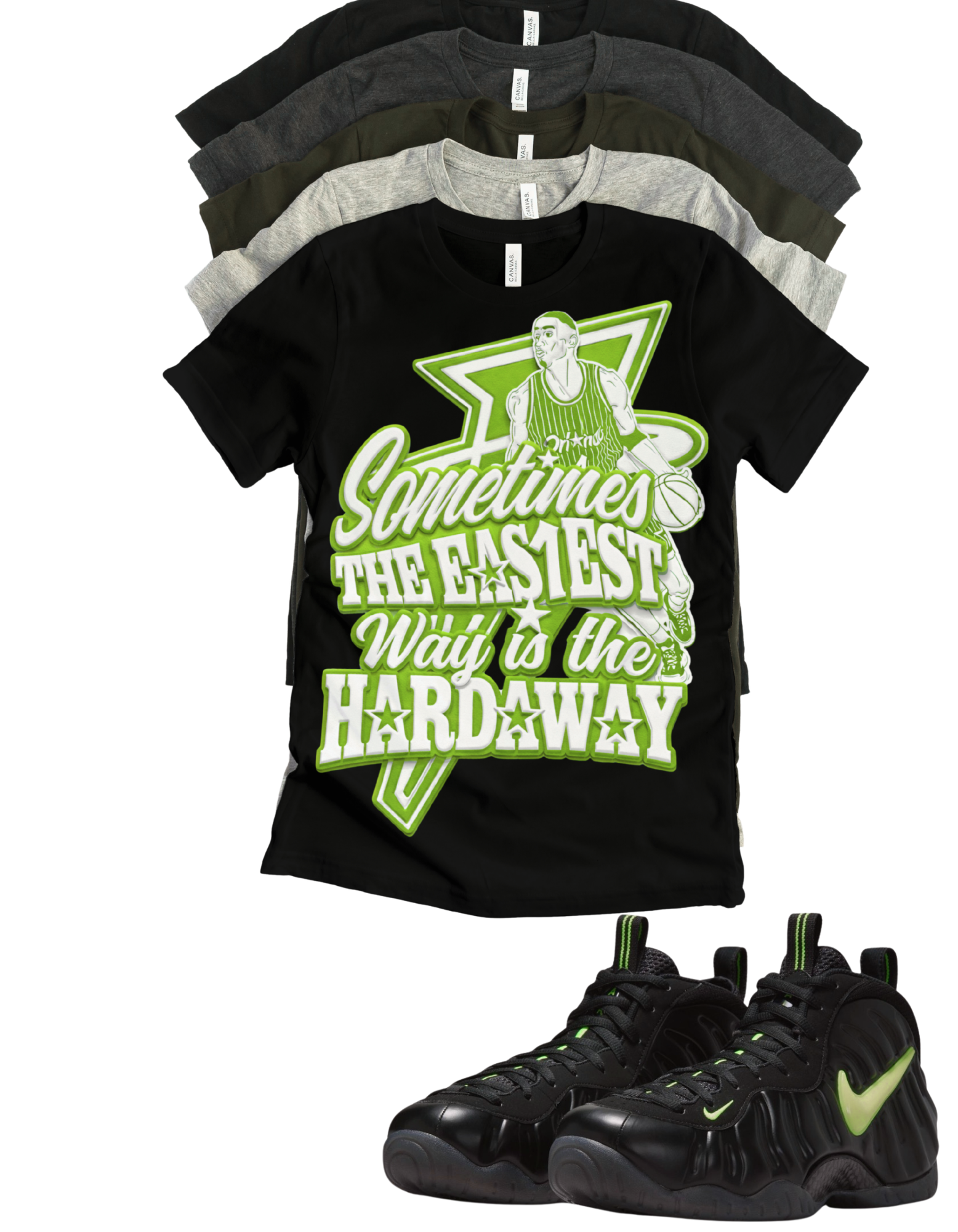 Penny Easiest Way Is The Hardaway Unisex T-Shirt – Foamposite Black and Yellow Volt Matching Sneaker Tee