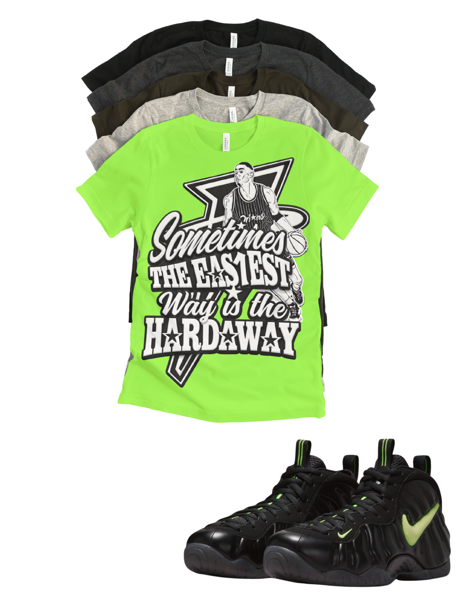 Penny Easiest Way Is The Hardaway Unisex T-Shirt – Foamposite Black and Yellow Volt Matching Sneaker Tee