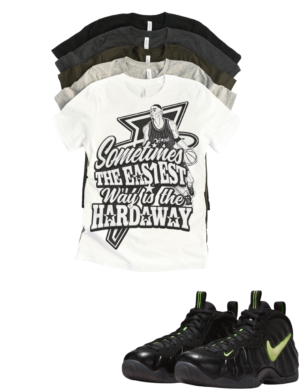 Penny Easiest Way Is The Hardaway Unisex T-Shirt – Foamposite Black and Yellow Volt Matching Sneaker Tee