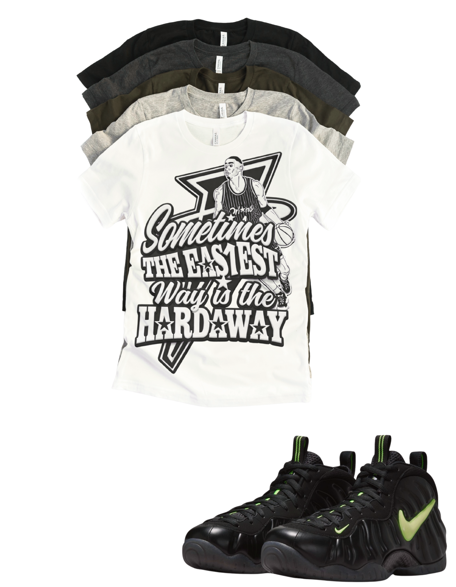 Penny Easiest Way Is The Hardaway Unisex T-Shirt – Foamposite Black and Yellow Volt Matching Sneaker Tee
