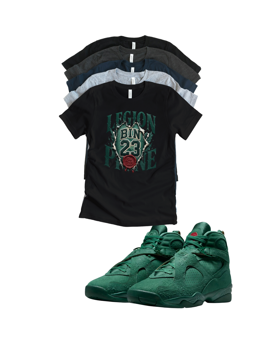 Custom Printed Shirt To Match Jordan 8 BIN 23 Legion Pine Sneaker Tee