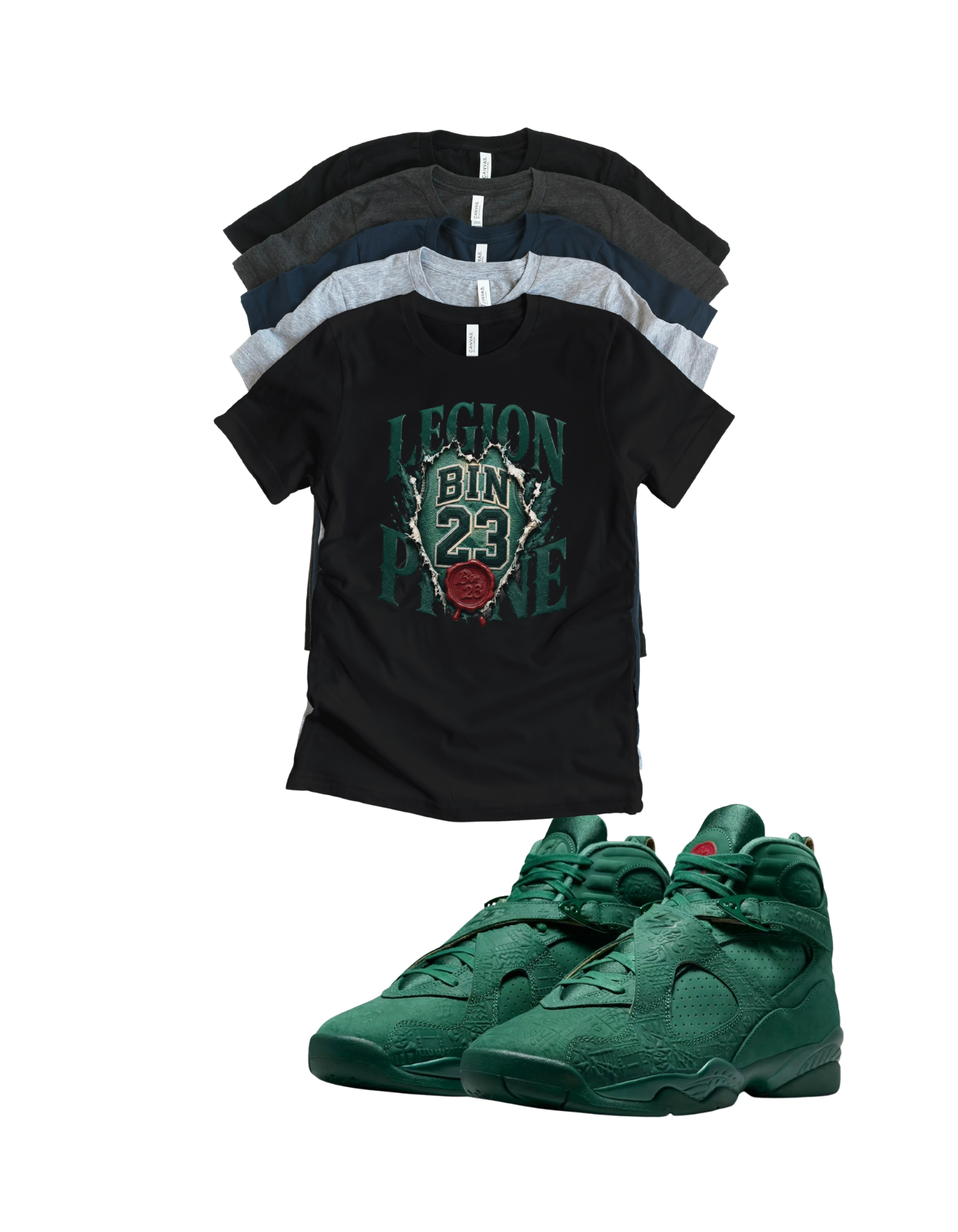 Custom Printed Shirt To Match Jordan 8 BIN 23 Legion Pine Sneaker Tee