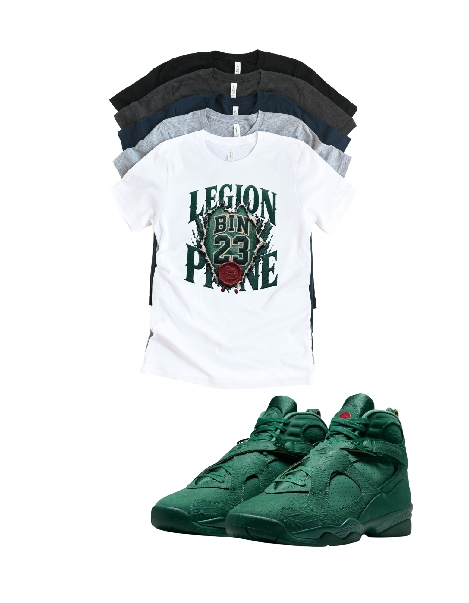 Custom Printed Shirt To Match Jordan 8 BIN 23 Legion Pine Sneaker Tee