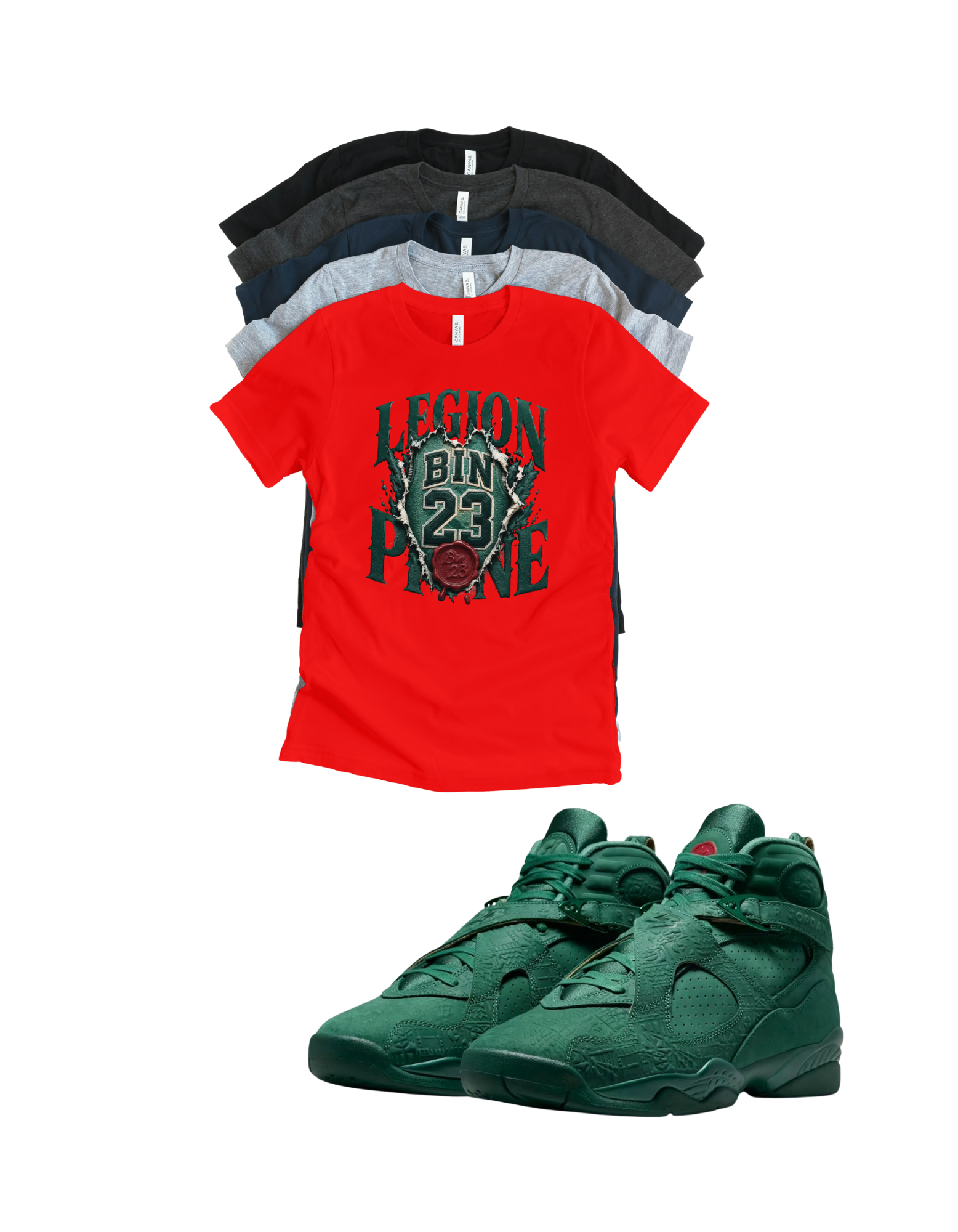 Custom Printed Shirt To Match Jordan 8 BIN 23 Legion Pine Sneaker Tee