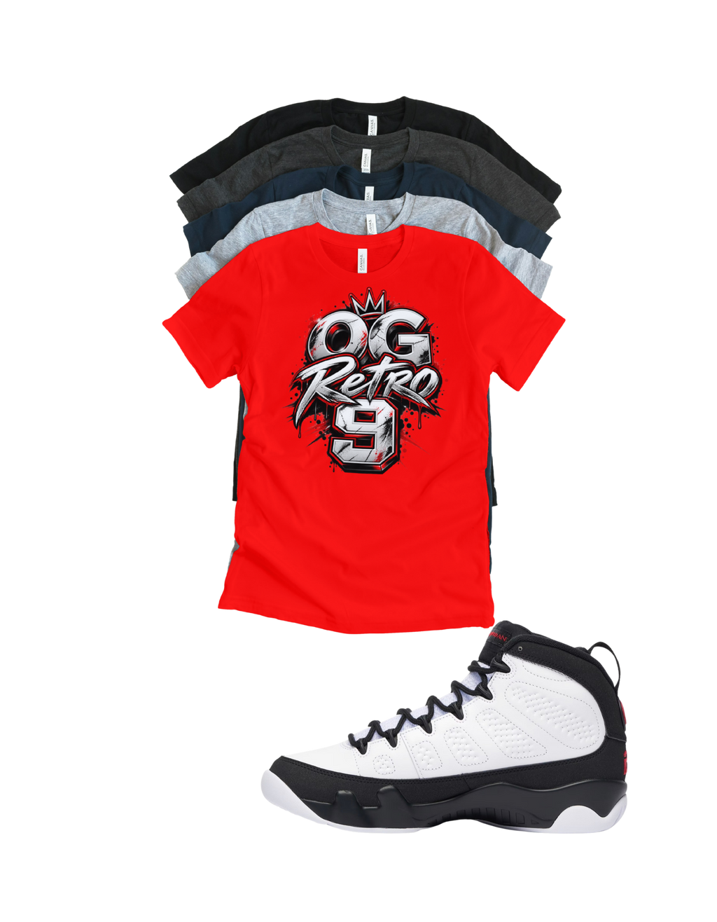Shirt to match Jordan 9 Space Jam Black White Red OG Retro