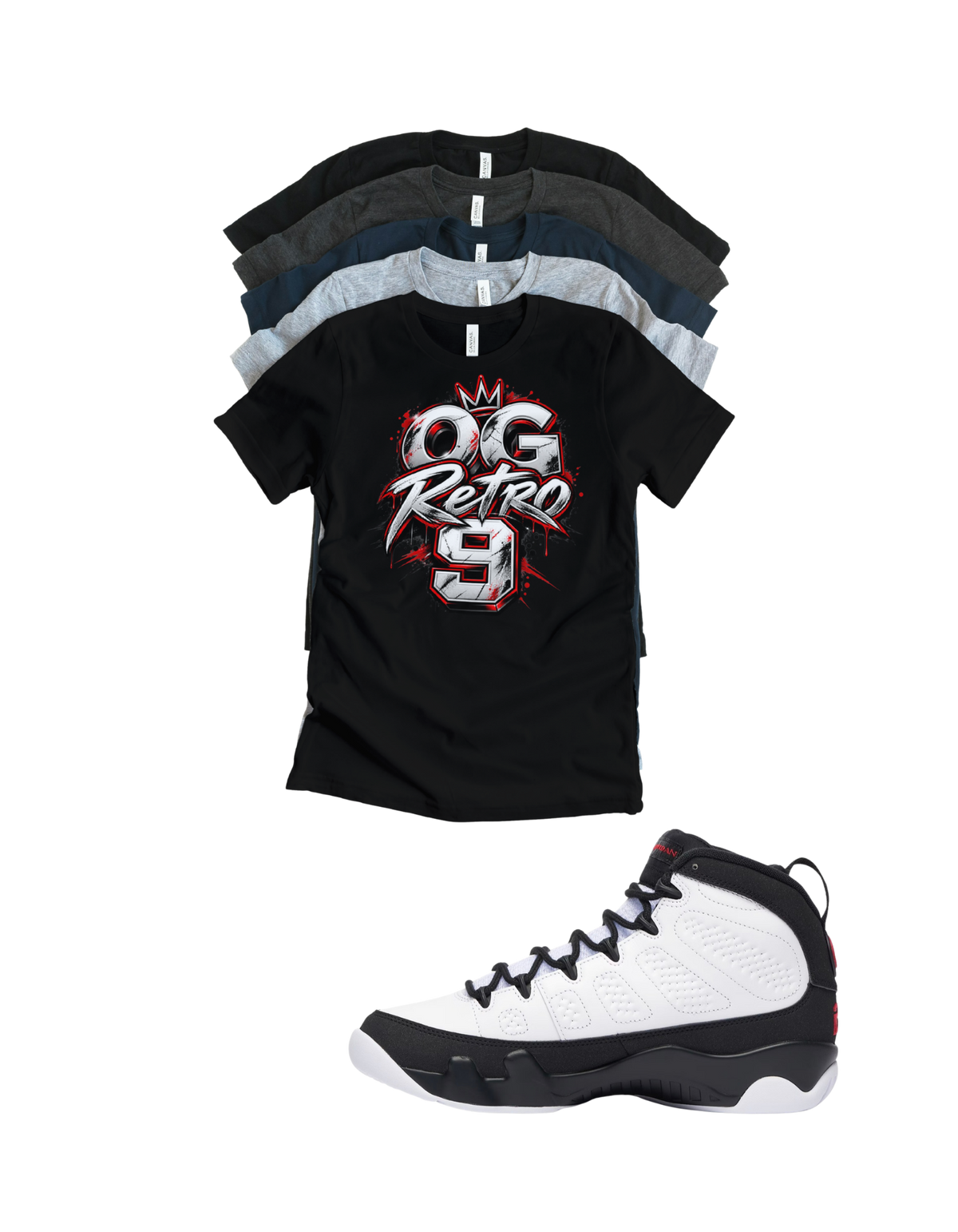 Shirt to match Jordan 9 Space Jam Black White Red OG Retro