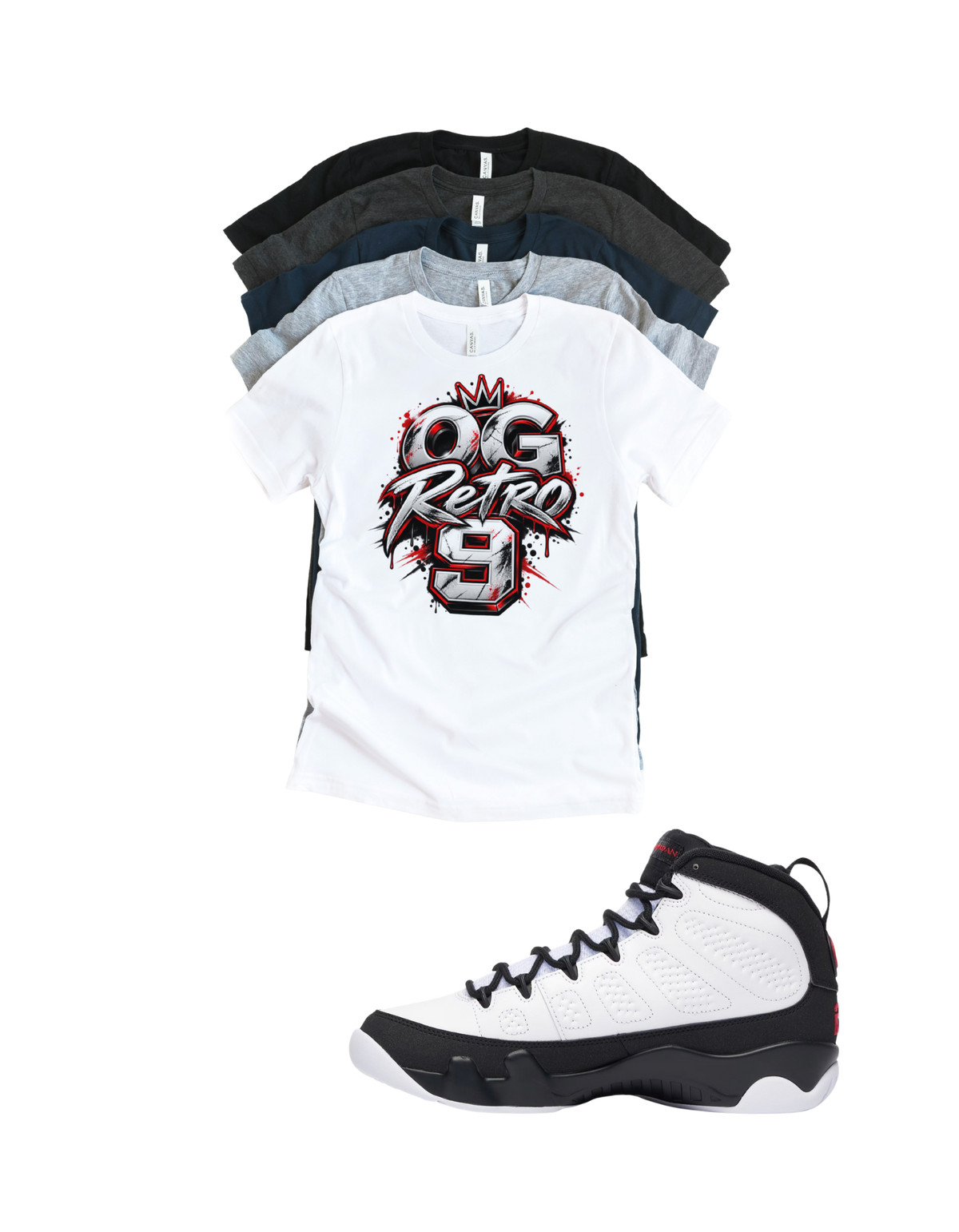 Shirt to match Jordan 9 Space Jam Black White Red OG Retro