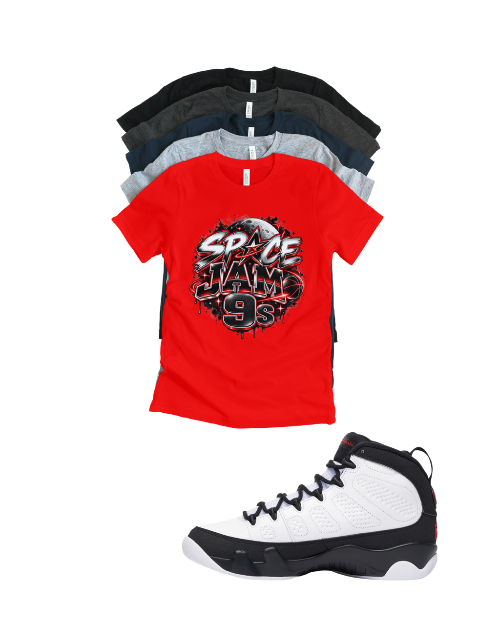 Shirt to match Jordan 9 Space Jam Black White Red OG Retro Space