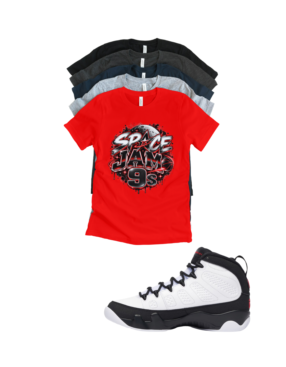 Shirt to match Jordan 9 Space Jam Black White Red OG Retro Space