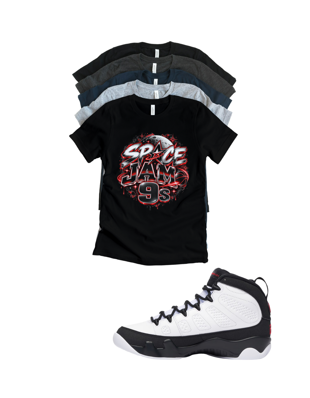 Shirt to match Jordan 9 Space Jam Black White Red OG Retro Space