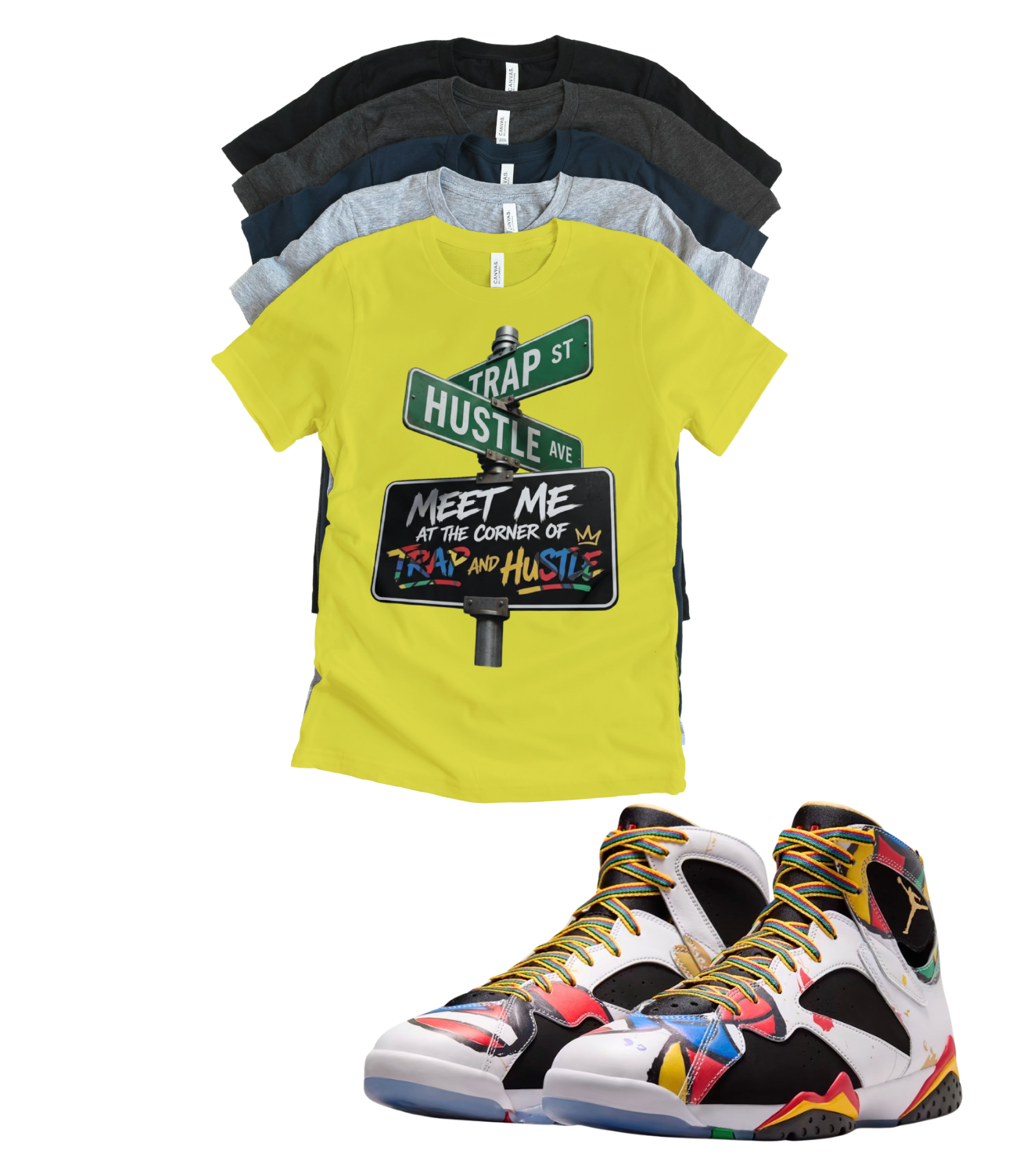 Jordan 7 Miro Trap Street matching T-shirt sneaker head tee