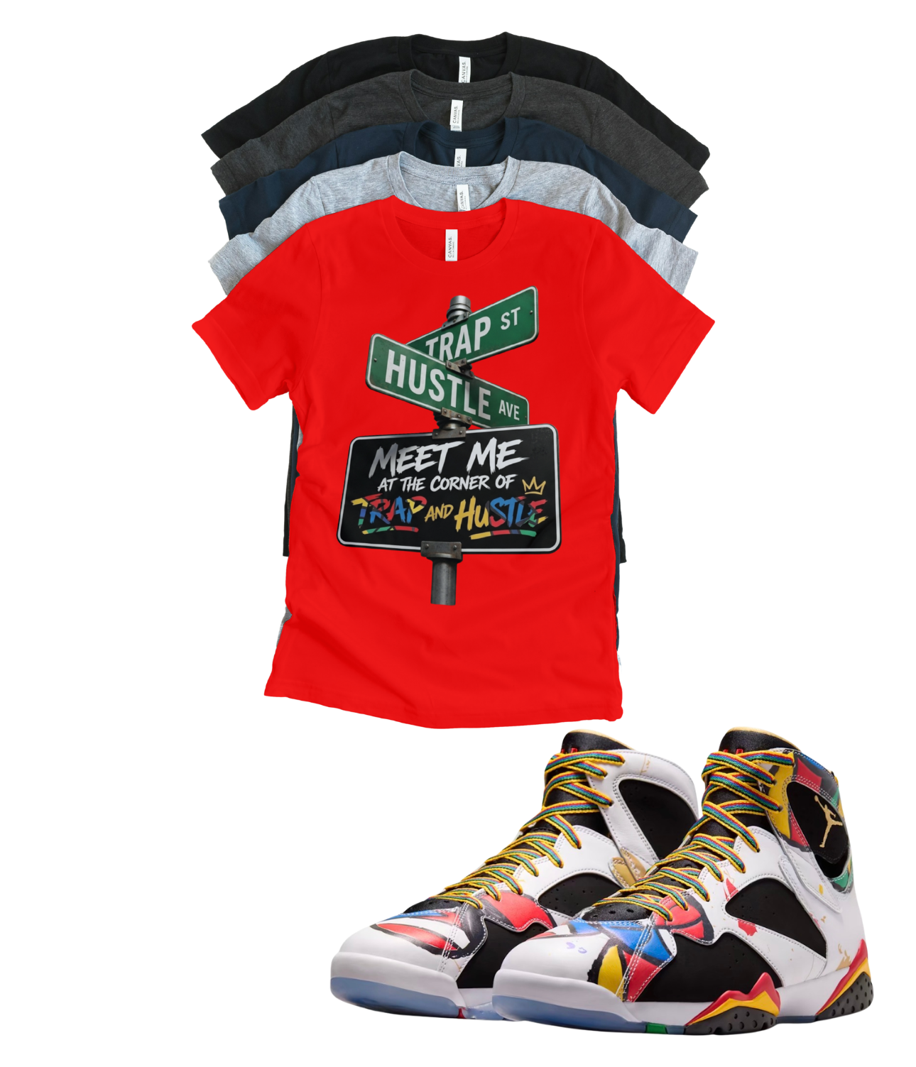 Jordan 7 Miro Trap Street matching T-shirt sneaker head tee