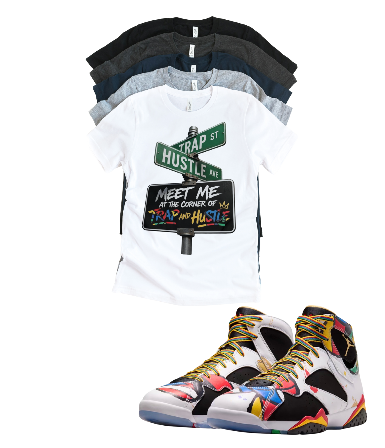 Jordan 7 Miro Trap Street matching T-shirt sneaker head tee