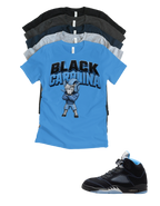 Custom Printed Shirt To Match Jordan 5 Black Carolina Sheep TH Sneaker Tee